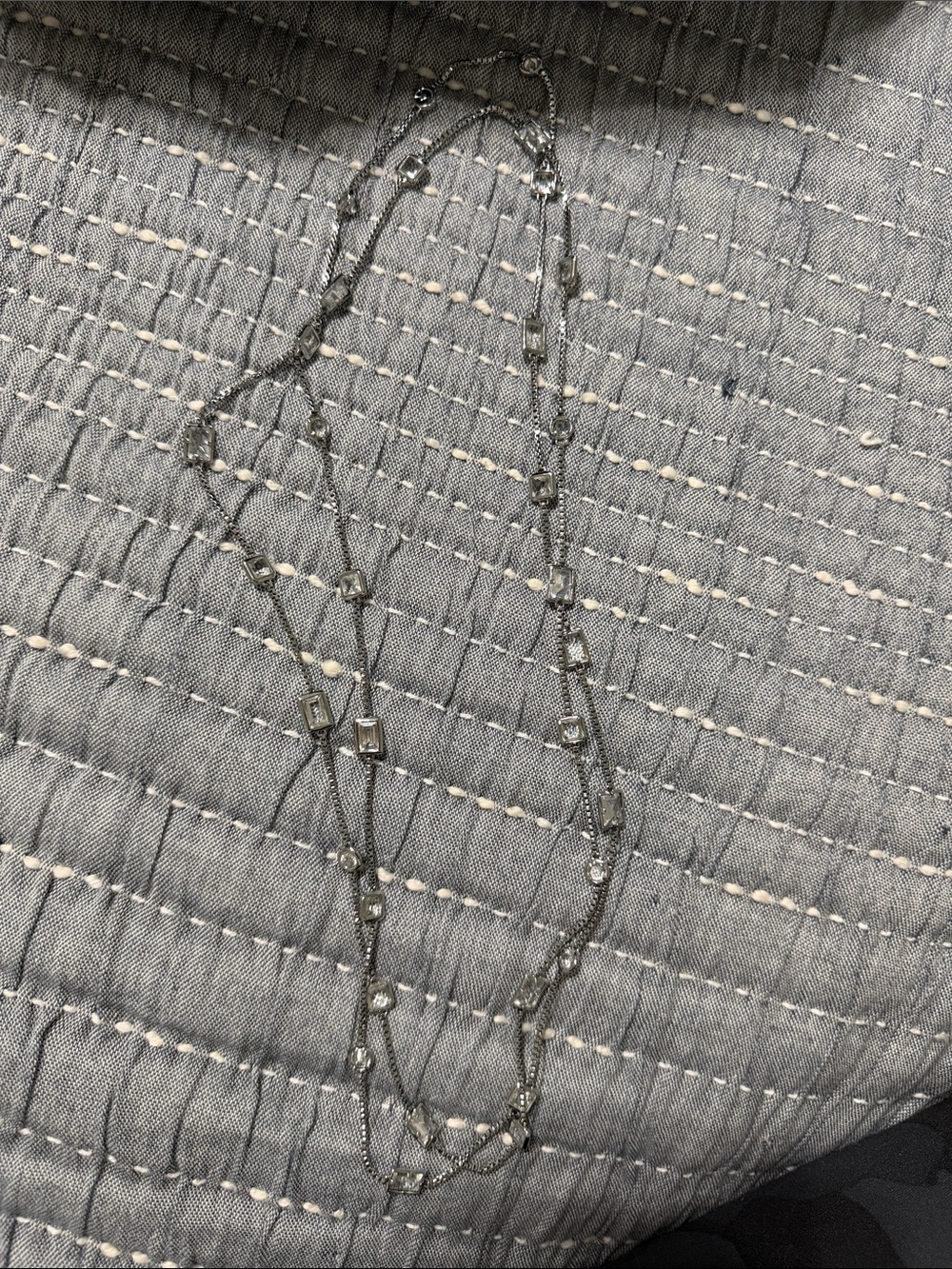Michael Kors Silver Multi-Strand Necklace with Crystal Accents